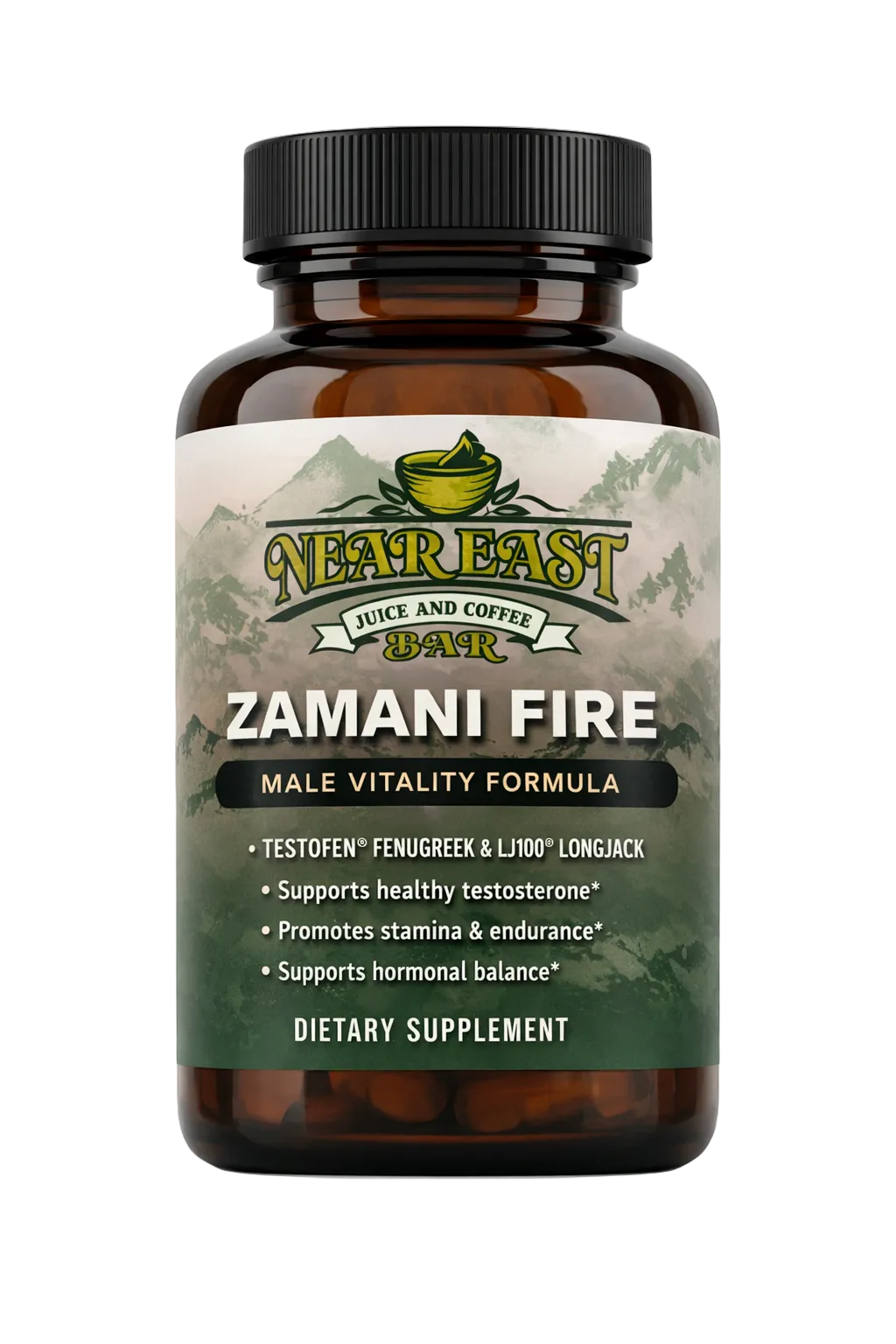 "Zamani Fire men's vitality and energy support supplement"